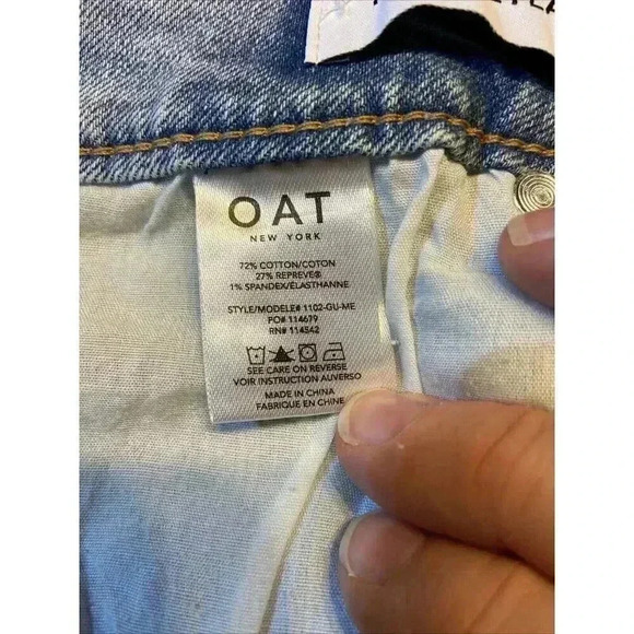 OAT New York Women's High Rise Flare Jeans Light Palms 90s 80s Boho Festival NWT - Picture 12 of 13